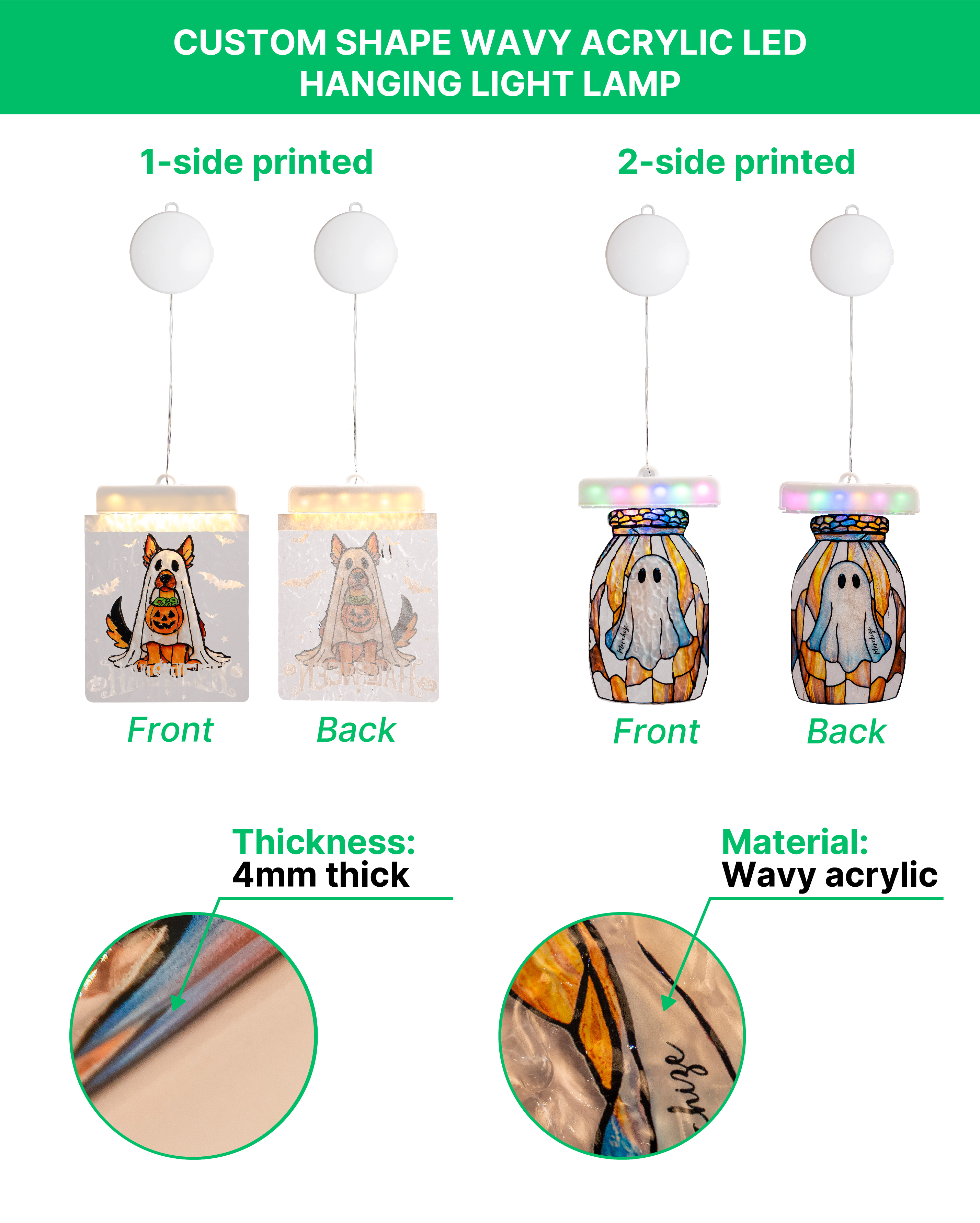 Custom Shape Wavy Acrylic LED Hanging Light Lamp 
